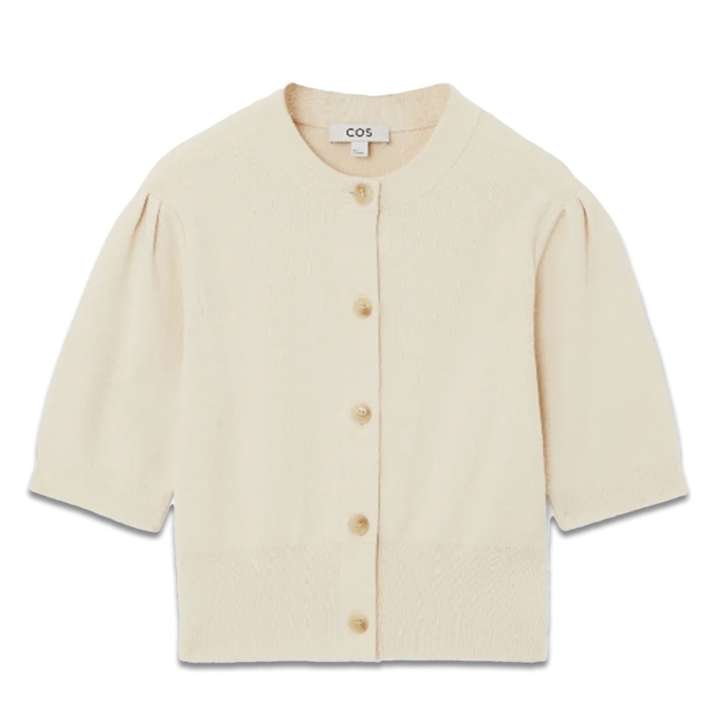 COS cropped short-sleeved cardigan | light beige | size S